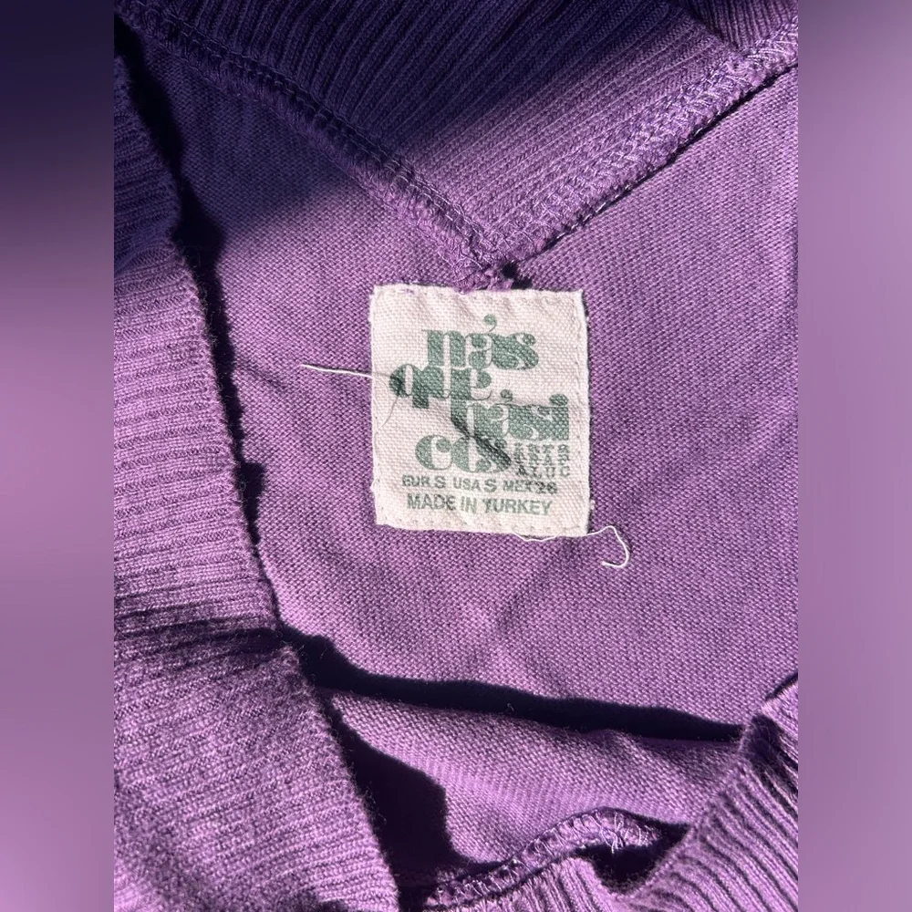 Zara | 100% cotton purple deep v-neck oversized sweater | size S - Picture 8 of 11